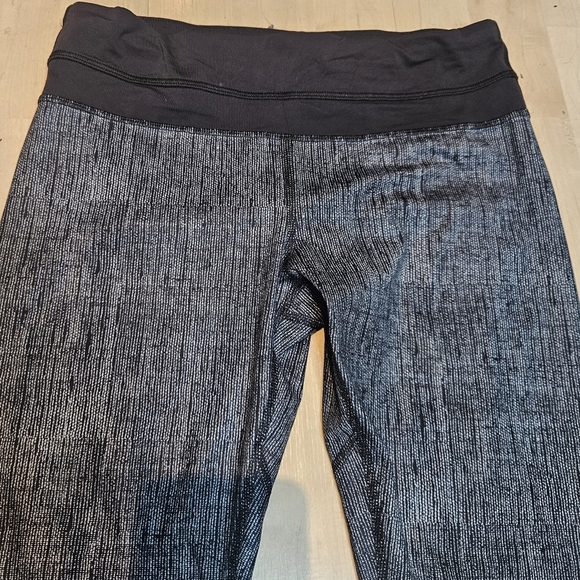 Lululemon Run: Inspire Crop II Leggings Mini Check Piqué Black White Sz 6 - Picture 4 of 5